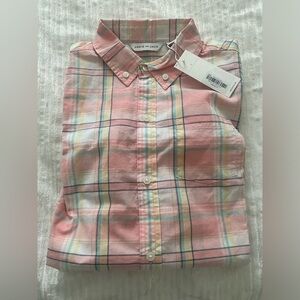 Janie and Jack boys checkers long sleeves button down shirt  pink